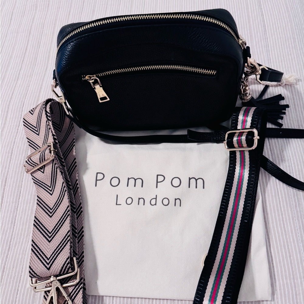 Pom Pom London City Black Bag with three straps